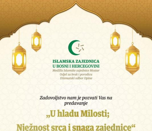 U petak večer predavanje Šuhre Terzić u džematu Opine